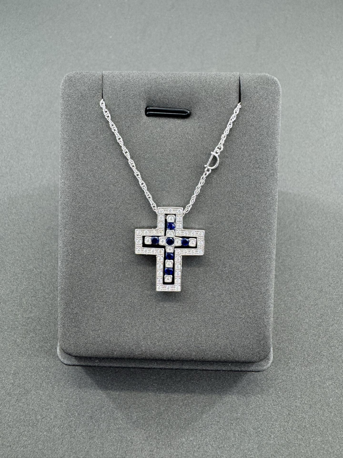 Damiani D Cross Pendant with Emerald and Diamond Accents